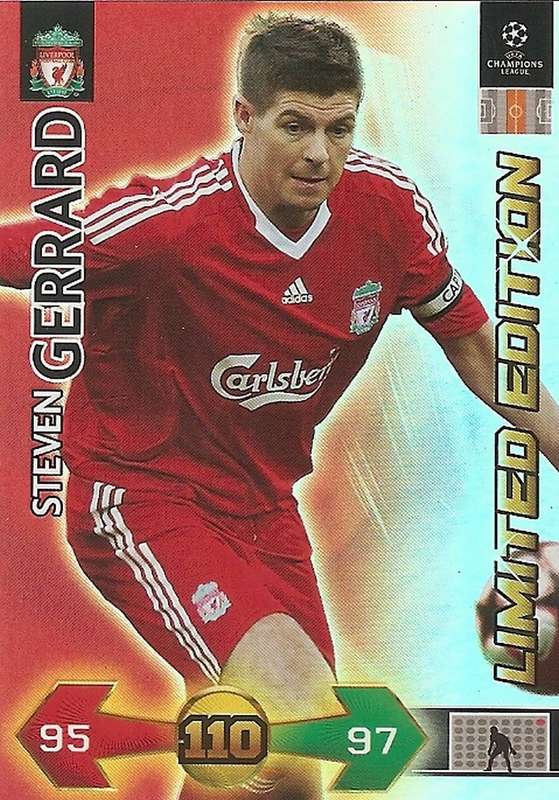STEVEN GERARD - PANINI `CHAMPIONS LEAGUE SUPER STRIKES` 2009/10 - ULTRA RARE `LIMITED EDITION CARD
