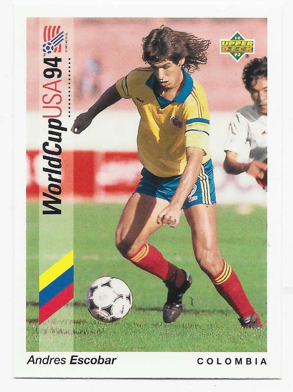 ANDRES ESCOBAR (Colombia) - U/Deck FIFA WORLD CUP 1994 Preview - BASE TRADING CARD 61 Eng/Ger