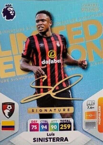 LUIS SINISTERRA - PANINI English Premier League PLUS 2024 - RARE `SIGNATURE LIMITED EDITION` CARD