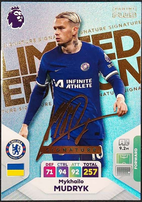 MYKHALLO MUDRYK - PANINI English Premier League PLUS 2024 - RARE `SIGNATURE LIMITED EDITION` CARD
