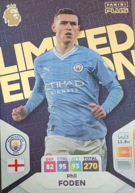 PHIL FODEN - PANINI English Premier League PLUS 2024 - RARE `LIMITED EDITION` TRADING CARD