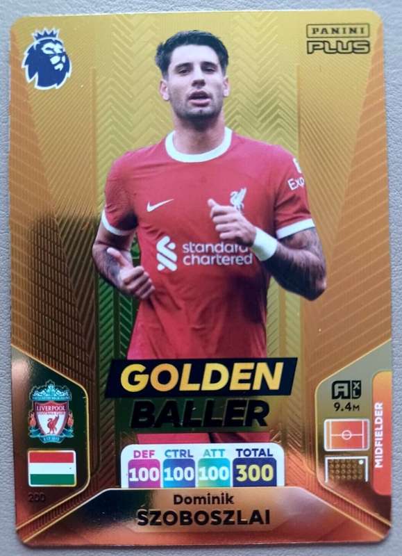 DOMINIK SZOBOZLAI  - PANINI English Premier League PLUS 2024 - RARE `GOLDEN BALLER` TRADING CARD