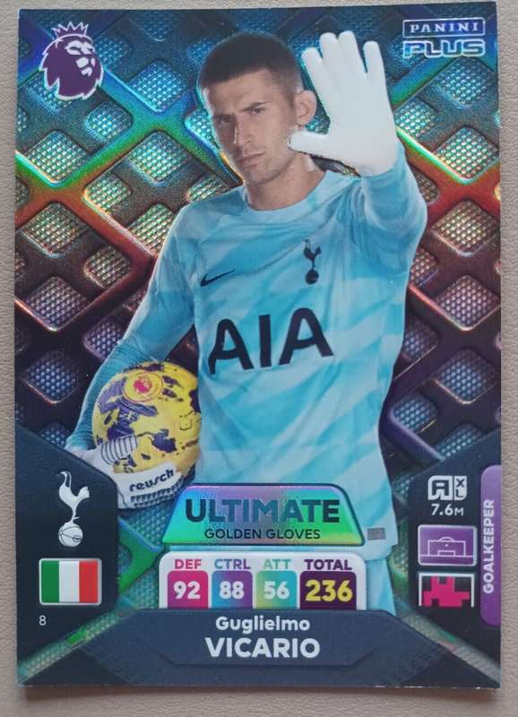 G. VICARIO  - PANINI English Premier League PLUS 2024 - RARE `ULTIMATE` TRADING CARD 8