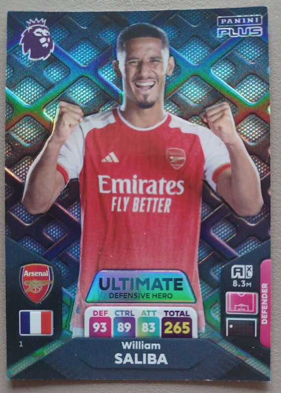 WILLIAM SALIBA  - PANINI English Premier League PLUS 2024 - RARE `ULTIMATE` TRADING CARD 1
