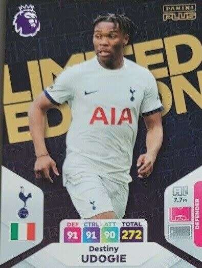 DESTINY UDOGIE - PANINI English Premier League PLUS 2024 - RARE `LIMITED EDITION` TRADING CARD