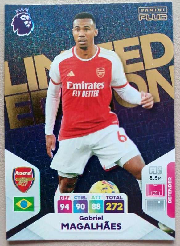GABRIEL MAGALHAES - PANINI English Premier League PLUS 2024 - RARE `LIMITED EDITION` TRADING CARD