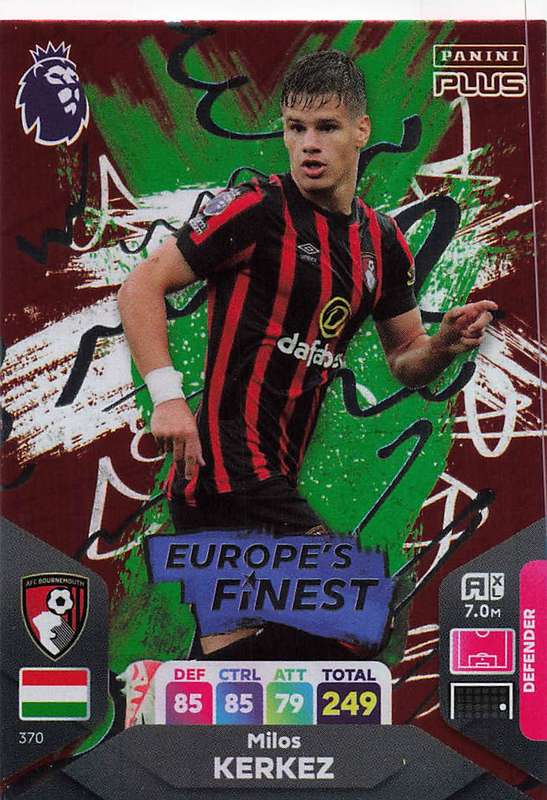 MILOS KERKEZ - PANINI E/Premier League PLUS 2024 -  FOIL `EUROPE`S FINEST` TRADING CARD 370