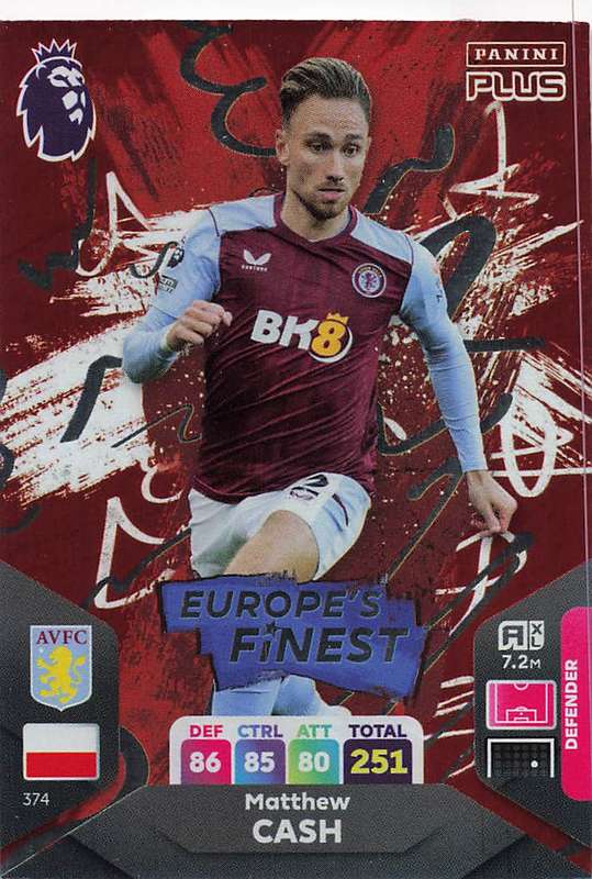 MATHEW CASH - PANINI E/Premier League PLUS 2024 -  FOIL `EUROPE`S FINEST` TRADING CARD 374