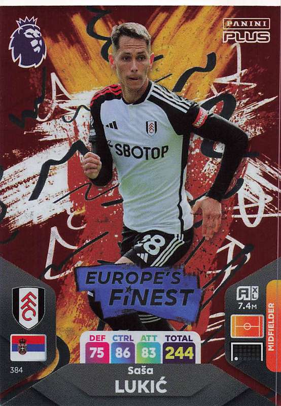 SASA LUKIC - PANINI E/Premier League PLUS 2024 -  FOIL `EUROPE`S FINEST` TRADING CARD 384