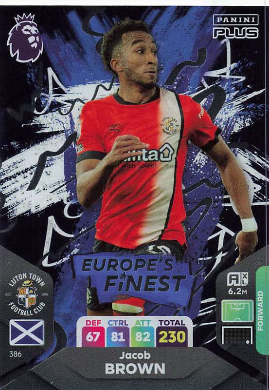 JACOB BROWN - PANINI E/Premier League PLUS 2024 -  FOIL `EUROPE`S FINEST` TRADING CARD 386