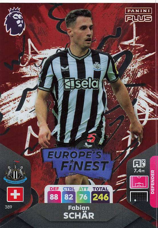 FABIAN SCHAR - PANINI E/Premier League PLUS 2024 -  FOIL `EUROPE`S FINEST` TRADING CARD 389
