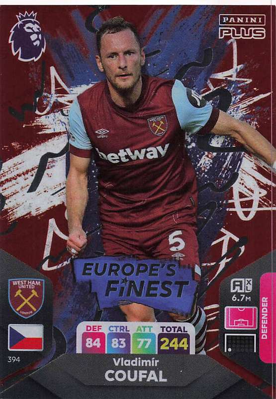 VLADIMIR COUFAL - PANINI E/Premier League PLUS 2024 -  FOIL `EUROPE`S FINEST` TRADING CARD 394