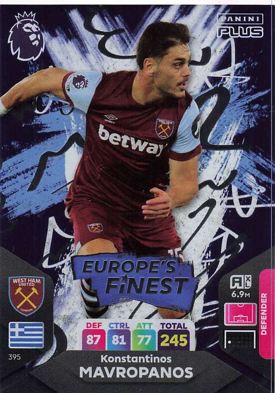 K. MAVROPANOS - PANINI E/Premier League PLUS 2024 -  FOIL `EUROPE`S FINEST` TRADING CARD 395