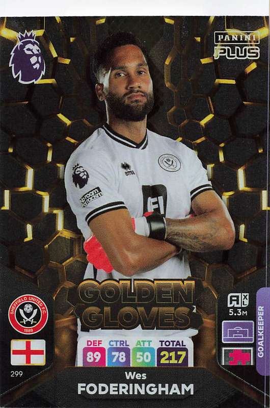 WES FODERINGHAM - PANINI E/Premier League PLUS 2024 - FOIL `GOLDEN GLOVES` TRADING CARD 299