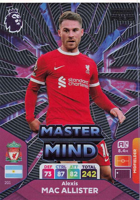 ALEXIS MAC ALLISTER - PANINI E/Premier League PLUS 2024 - FOIL `MASTERMIND` TRADING CARD 201