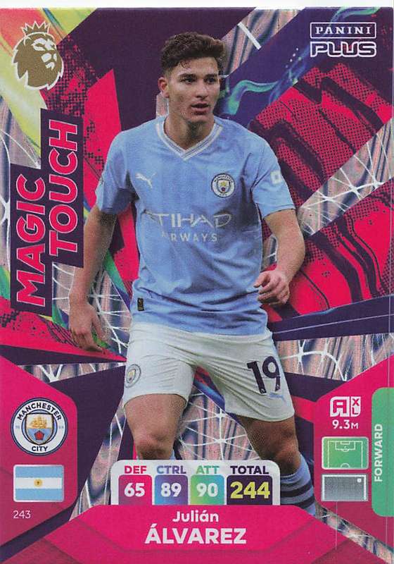 JULIAN ALVAREZ - PANINI E/Premier League PLUS 2024 - FOIL `MAGIC TOUCH` TRADING CARD 243