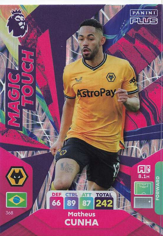 MATHEUS CUNHA - PANINI E/Premier League PLUS 2024 - FOIL `MAGIC TOUCH` TRADING CARD 368
