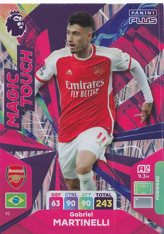 GABRIEL MARTINELLI - PANINI E/Premier League PLUS 2024 - FOIL `MAGIC TOUCH` TRADING CARD 42