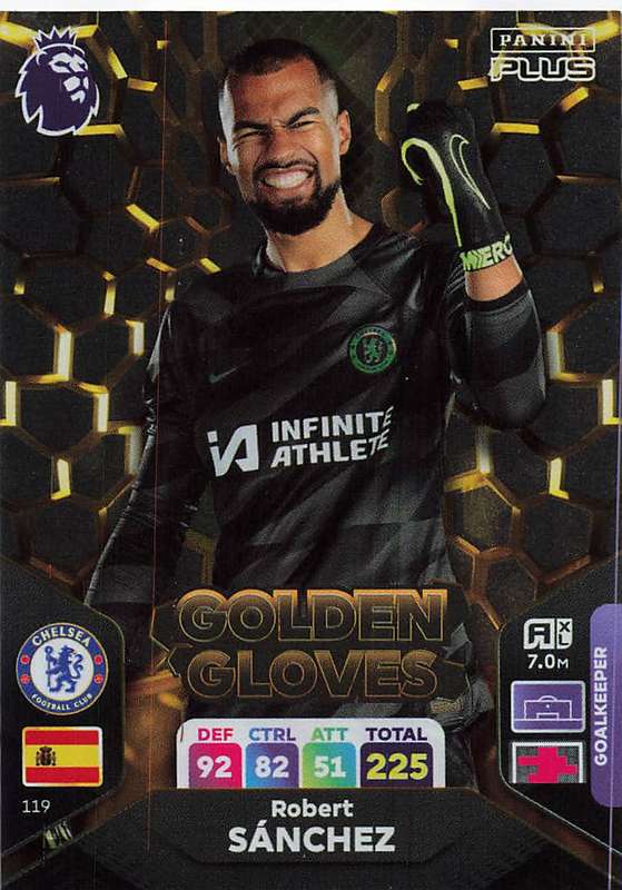 ROBERTO SANCHEZ - PANINI E/Premier League PLUS 2024 - FOIL `GOLDEN GLOVES` TRADING CARD 119