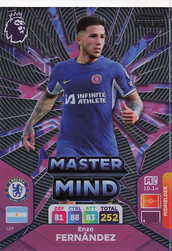ENZO FERNANDEZ - PANINI E/Premier League PLUS 2024 - FOIL `MASTERMIND` TRADING CARD 129