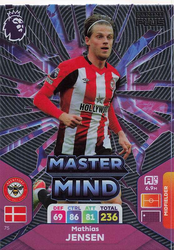 MATHIAS JENSEN - PANINI E/Premier League PLUS 2024 - FOIL `MASTERMIND` TRADING CARD 75