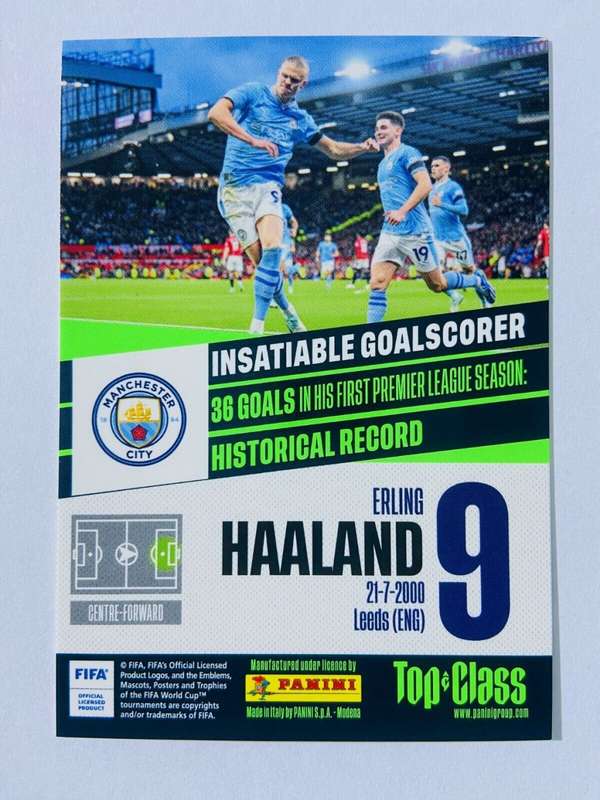ERLING HAALAND - PANINI `TOP CLASS` 2024 - RARE FOIL `UNBEATABLE` TRADING CARD 262