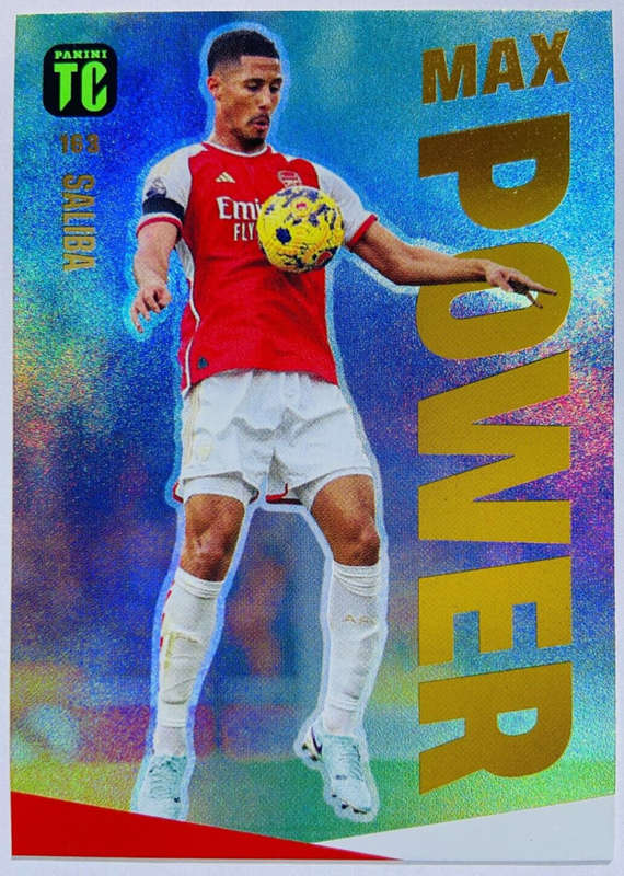 WILLIAM SALIBA (Arsenal) - PANINI `TOP CLASS` 2024 - RARE FOIL `MAX POWER` TRADING CARD 163