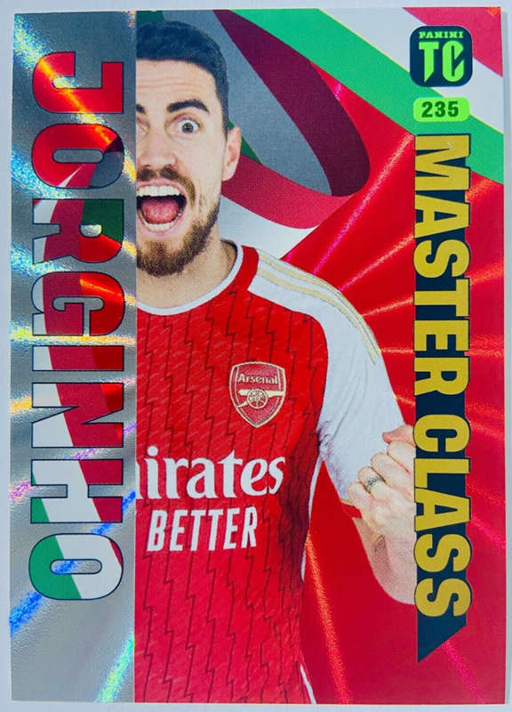JORGINHO (Arsenal) - PANINI `TOP CLASS` 2024 - RARE FOIL `MASTERCLASS` TRADING CARD 235