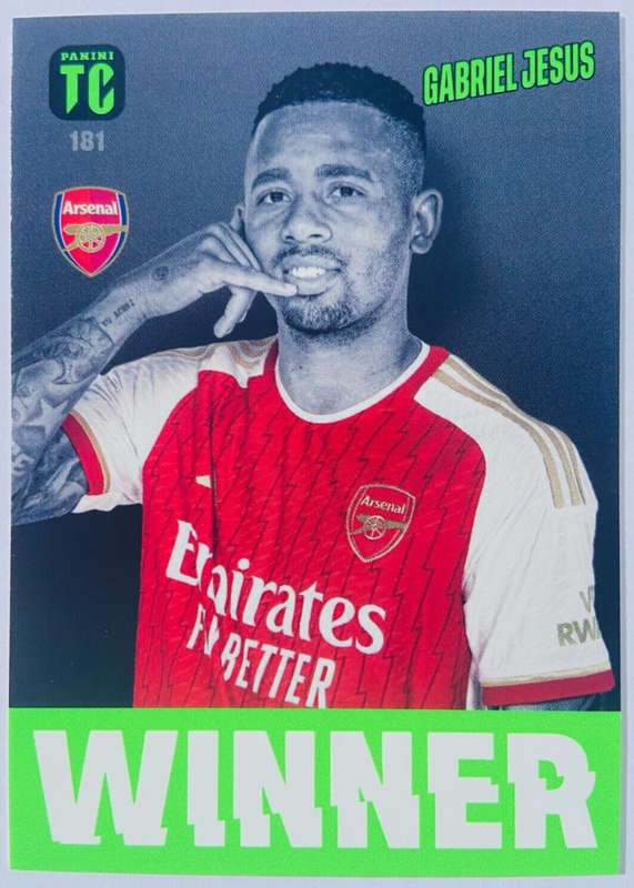 GABRIEL JESUS (Arsenal) - PANINI `TOP CLASS` 2024 - RARE FOIL `WINNERS` TRADING CARD 181