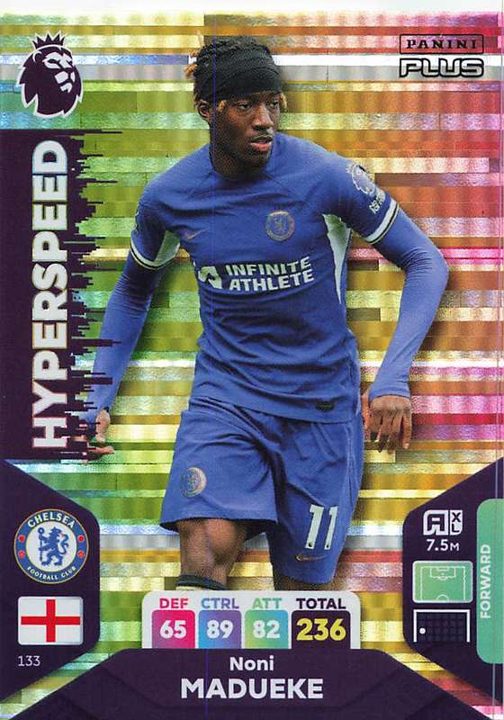 NONI MADUEKE - PANINI E/Premier League PLUS 2024 -FOIL `HYPERSPEED` TRADING CARD 133