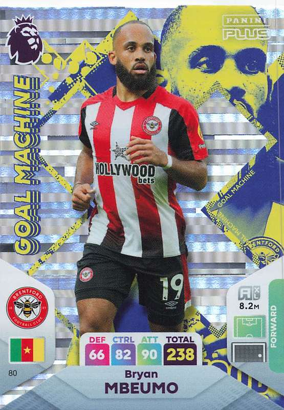 BRYAN MBEUMO - PANINI E/Premier League PLUS 2024 -FOIL `GOAL MACHINE` TRADING CARD 80