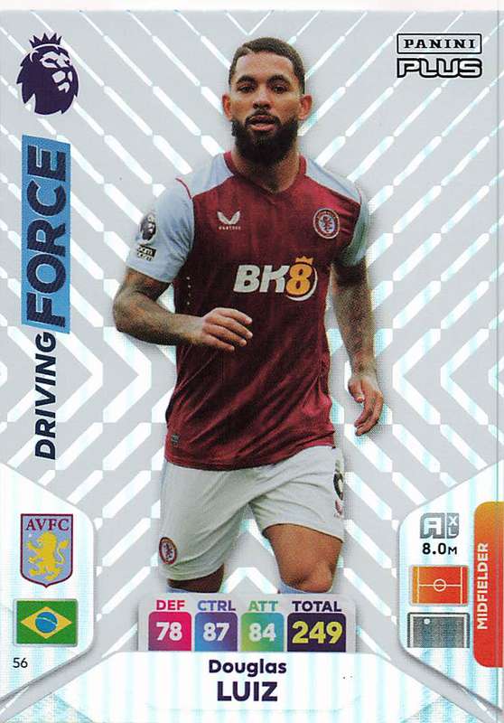 DOUGLAS LUIS - PANINI E/Premier League 2024 -FOIL `DRIVING FORCE` TRADING CARD 56
