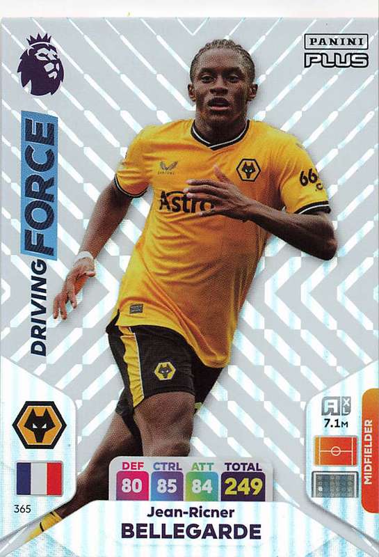 JEAN RICNER BELLEGARDE - PANINI E/Premier League 2024 -FOIL `DRIVING FORCE` TRADING CARD 365