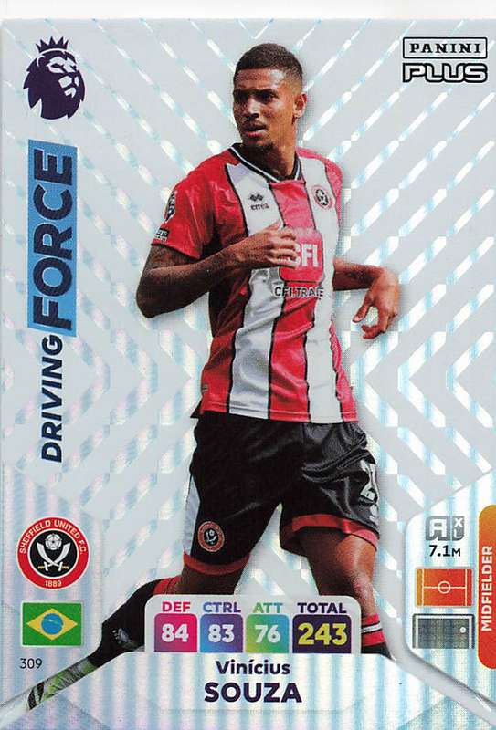 VINICIUS SOUZA - PANINI E/Premier League 2024 -FOIL `DRIVING FORCE` TRADING CARD 309