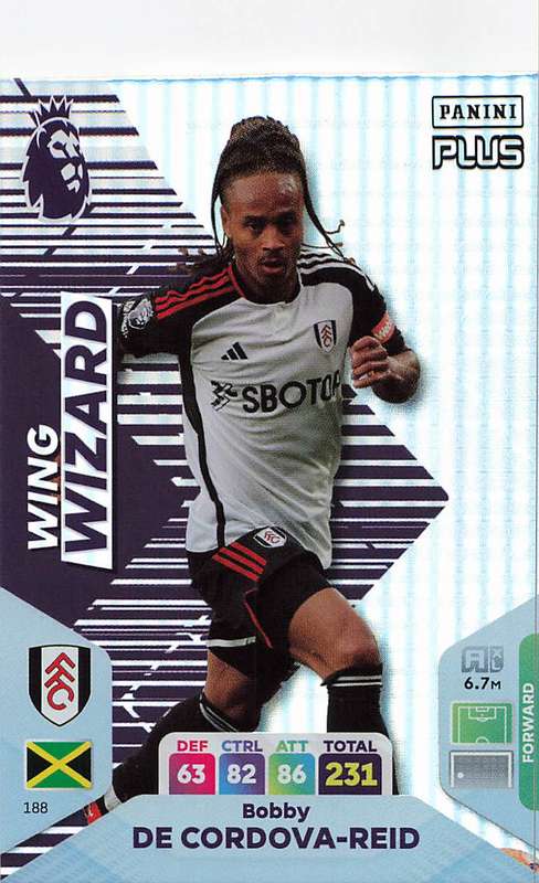 BOBBY DE CORDOV REID - PANINI E/Premier League 2024 -FOIL `WING WIZARD` TRADING CARD 188
