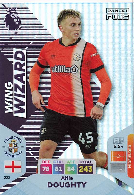 ALFIE DOUGHTY - PANINI E/Premier League 2024 -FOIL `WING WIZARD` TRADING CARD 222