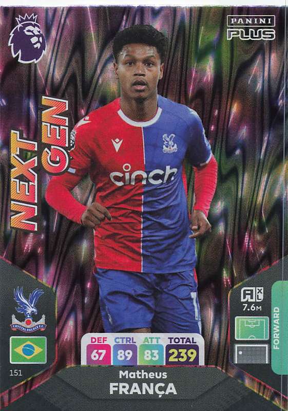 MATHEUS FRANCA - PANINI E/Premier League PLUS 2024 -FOIL `NEXT GEN` TRADING CARD 151