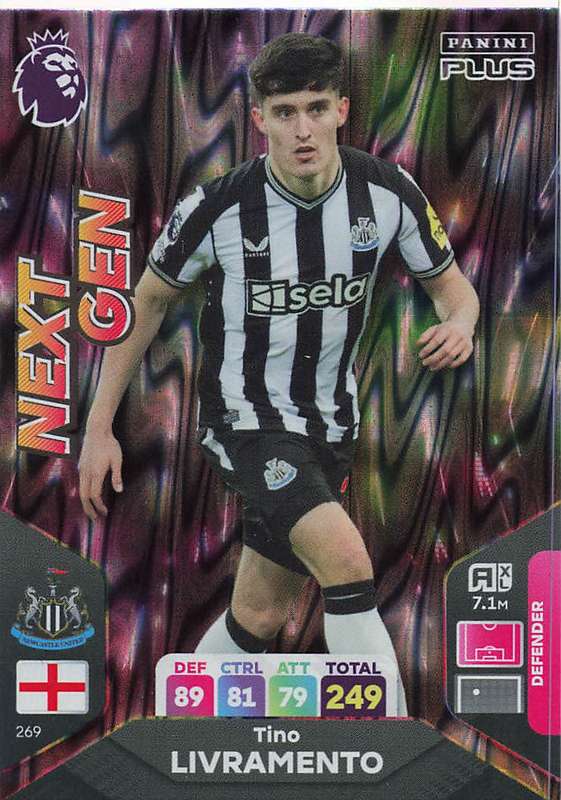 TINO LIVRAMENTO - PANINI E/Premier League PLUS 2024 -FOIL `NEXT GEN` TRADING CARD 269