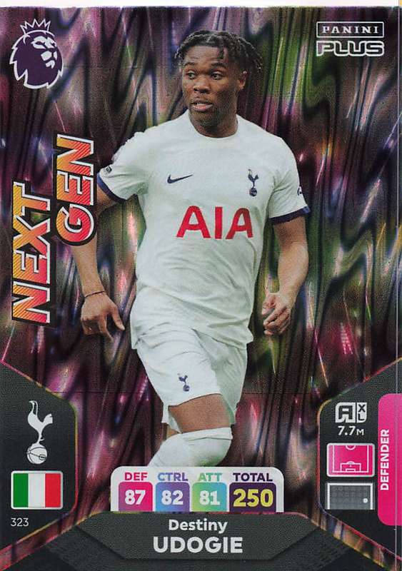 DESTINY UDOGIE - PANINI E/Premier League PLUS 2024 -FOIL `NEXT GEN` TRADING CARD 323