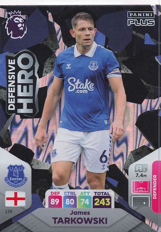 JAMES TARKOWSKI - PANINI E/Premier League PLUS 2024 -FOIL `DEFENSIVE HERO` TRADING CARD 159