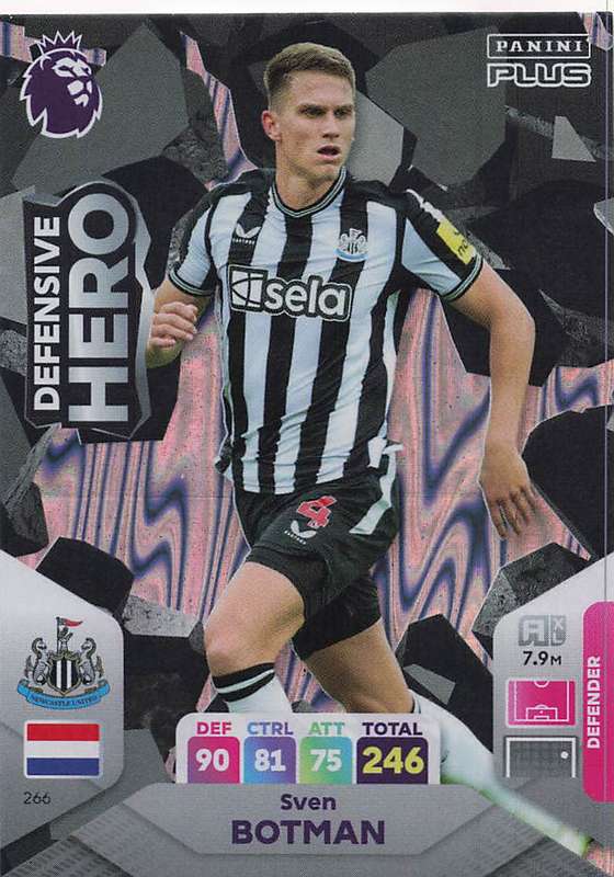 SVEN BOTMAN - PANINI E/Premier League PLUS 2024 -FOIL `DEFENSIVE HERO` TRADING CARD 266