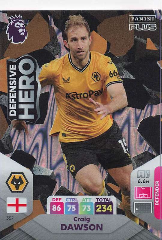 CRAIG DAWSON - PANINI E/Premier League PLUS 2024 -FOIL `DEFENSIVE HERO` TRADING CARD 357