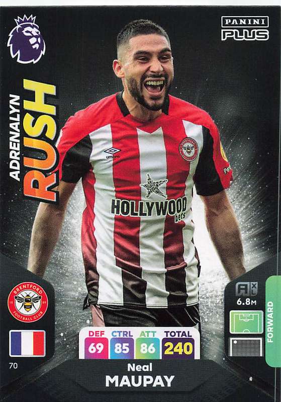 NEIL MAUPAY - PANINI E/Premier League PLUS 2024 -FOIL `ADRENALYN RUSH` TRADING CARD 70