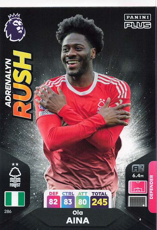 OLA AINA - PANINI E/Premier League PLUS 2024 -FOIL `ADRENALYN RUSH` TRADING CARD 286