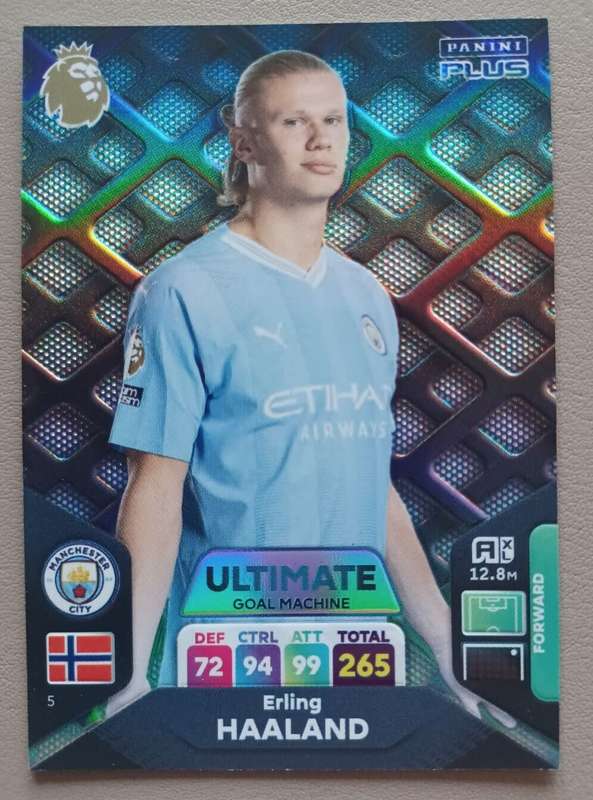 ERLING HAALAND  - PANINI English Premier League PLUS 2024 - RARE `ULTIMATE` TRADING CARD 5
