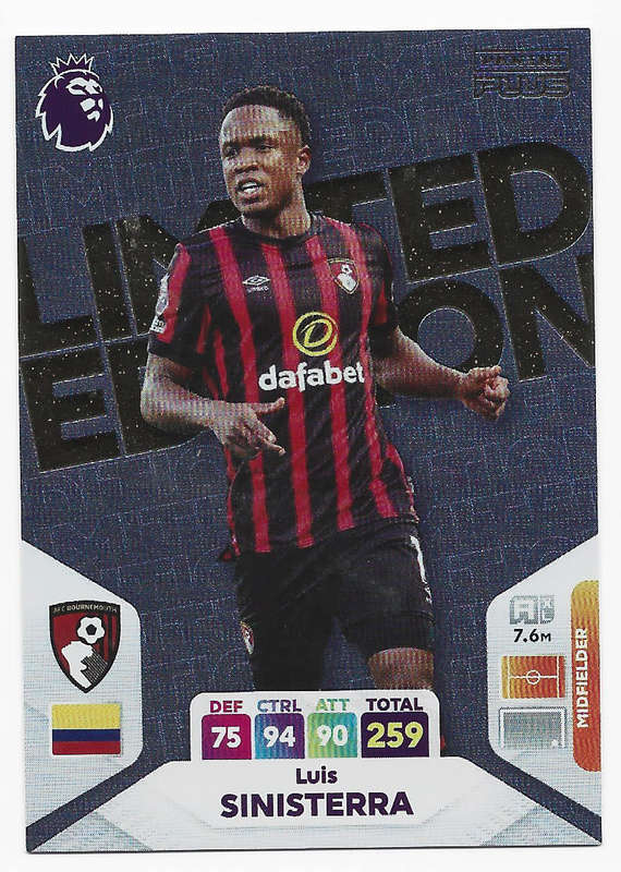 LUIS SINISTERRA - PANINI English Premier League PLUS 2024 - RARE `LIMITED EDITION` TRADING CARD