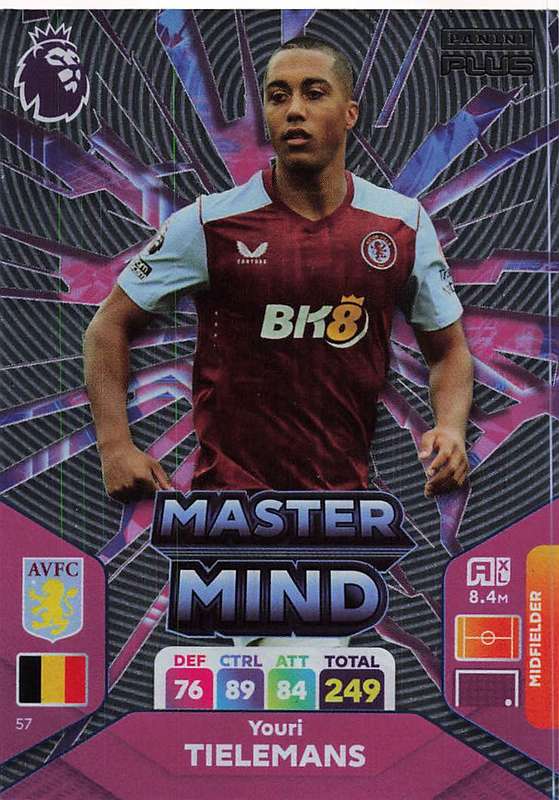 YOURI TIELEMANS - PANINI E/Premier League PLUS 2024 - FOIL `MASTERMIND` TRADING CARD 57