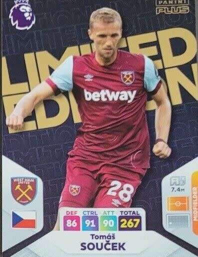 TOMAS SOUCEK - PANINI English Premier League PLUS 2024 - RARE `LIMITED EDITION` TRADING CARD
