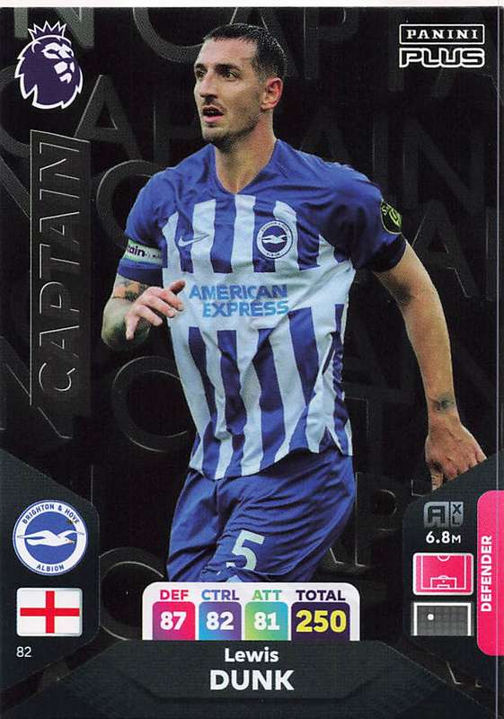 LEWIS DUNK - PANINI E/Premier League PLUS 2024 - `CAPTAIN` TRADING CARD 82