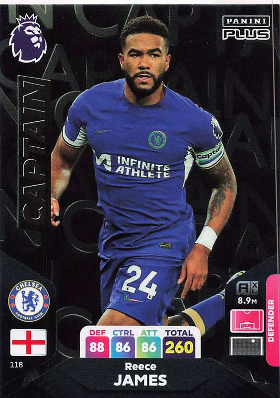 REECE JAMES - PANINI E/Premier League PLUS 2024 - `CAPTAIN` TRADING CARD 118